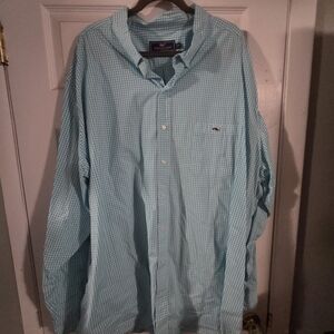Vineyard Vines Aqua Checkered Button Down Shirt